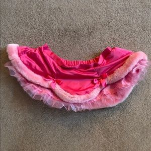 Victorias Secret Pink Satin Faux Fur Skirt